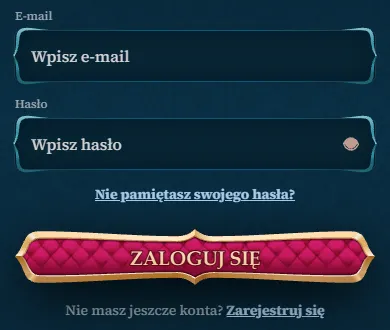 BetAlice casino login – pola e-mail i hasło, przycisk Zaloguj się i link do rejestracji