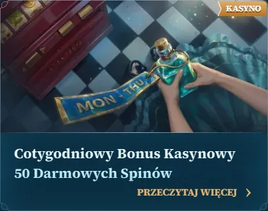 Kasyno BetAlice – karta Cotygodniowy Bonus Kasynowy 50 darmowych spinów